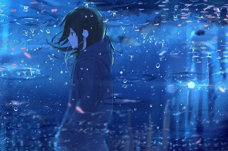 Ảnh buồn anime với ánh nhìn xa xăm, lặng lẽ