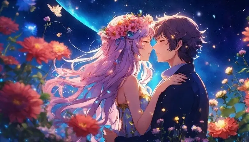 Khoảnh khắc lãng mạn trong ảnh cặp đôi anime đáng yêu