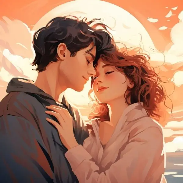 Khoảnh khắc lãng mạn của cặp đôi yêu nhau dưới ánh hoàng hôn