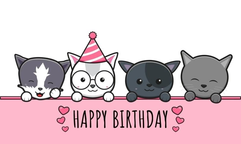 Thiệp sinh nhật cute với hình vẽ hoạt hình dễ thương