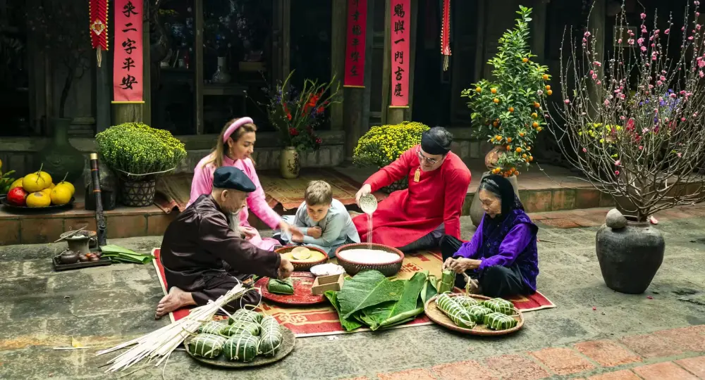 Gói bánh chưng ngày Tết là sự chuẩn bị đầy tình yêu thương Gói bánh chưng ngày Tết là sự chuẩn bị đầy tình yêu thương