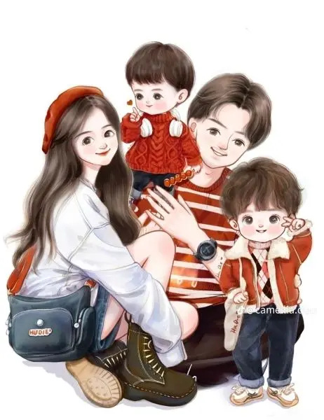Ảnh gia đình hạnh phúc hoạt hình chibi đẹp như tranh Ảnh gia đình hạnh phúc hoạt hình chibi đẹp như tranh