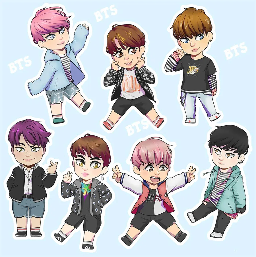 Ảnh BTS chibi đáng yêu, dễ thương khiến fan mê mẩn.