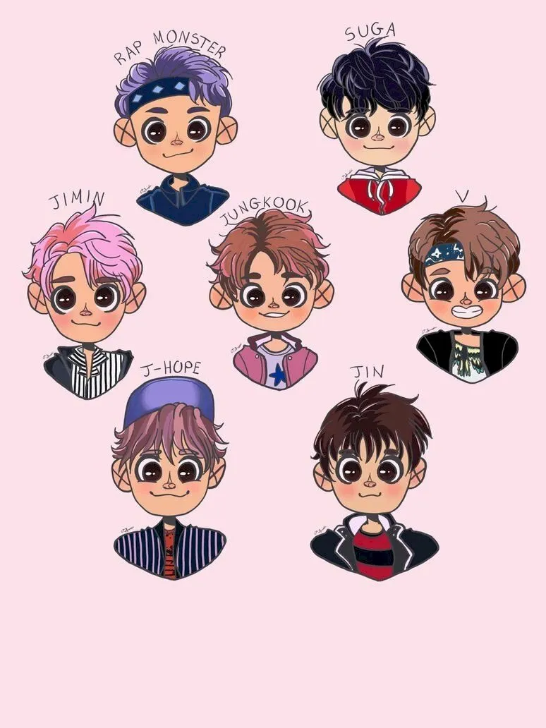 Tải ngay ảnh BTS chibi siêu cute để làm hình nền yêu thích!