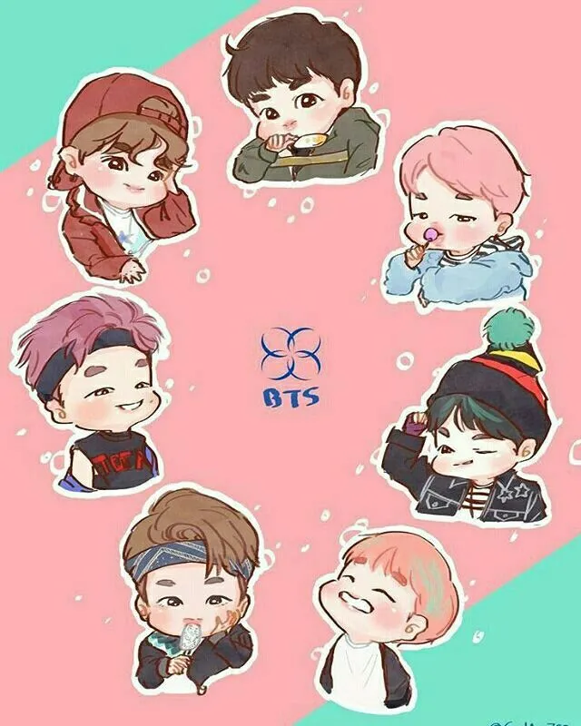Lưu ngay ảnh BTS chibi với phong cách dễ thương nhưng không kém phần ngầu.