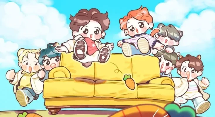Ảnh BTS chibi nhóm, dành riêng cho ARMY yêu sự sáng tạo.