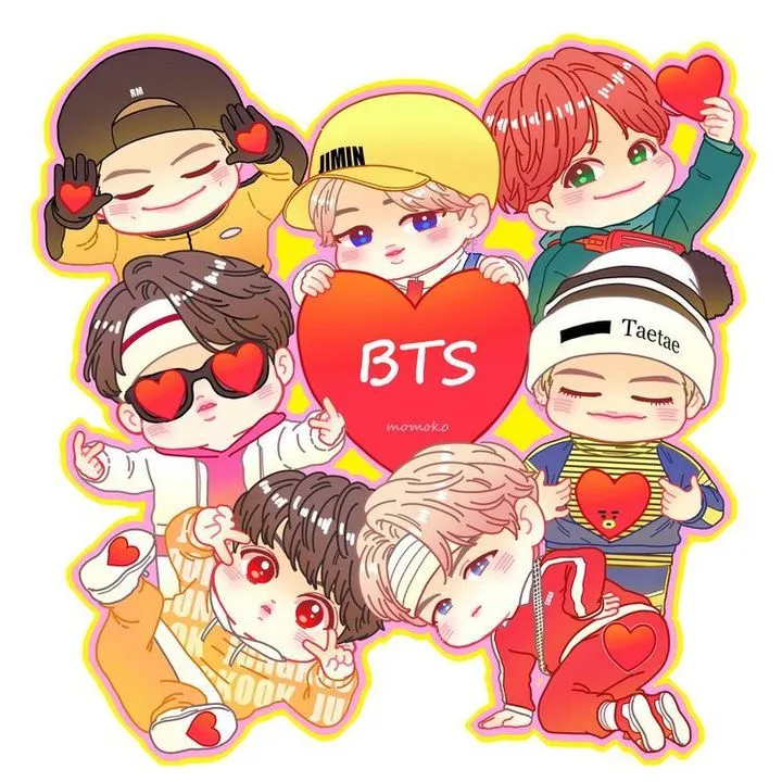 Tải ngay ảnh BTS chibi nhóm để làm ảnh bìa độc đáo.