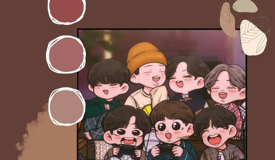 Ảnh BTS chibi với nét vẽ sinh động và cực dễ thương.