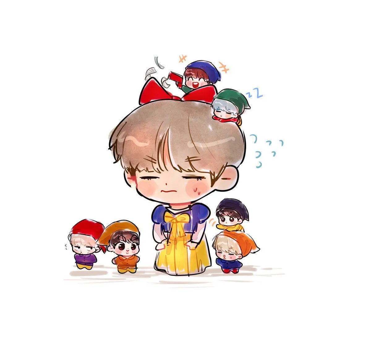 Suga chibi trong phong cách rapper cực ngầu.