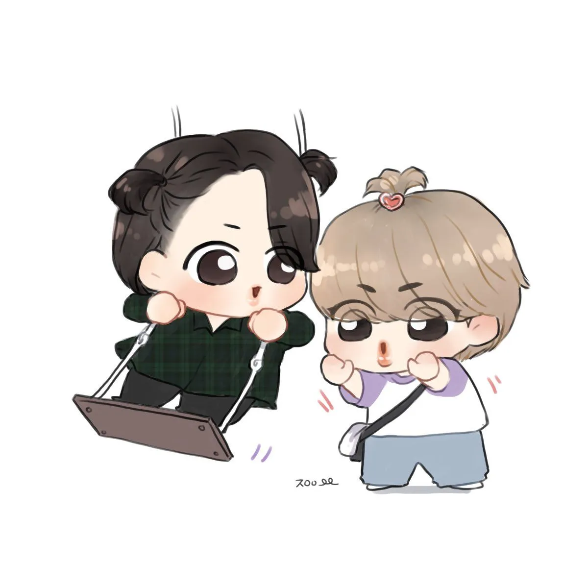 Ảnh BTS chibi của Jimin với nụ cười dễ thương làm tan chảy mọi trái tim.