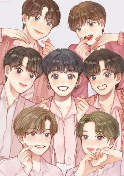 Ảnh BTS chibi của V với ánh mắt hút hồn fan.