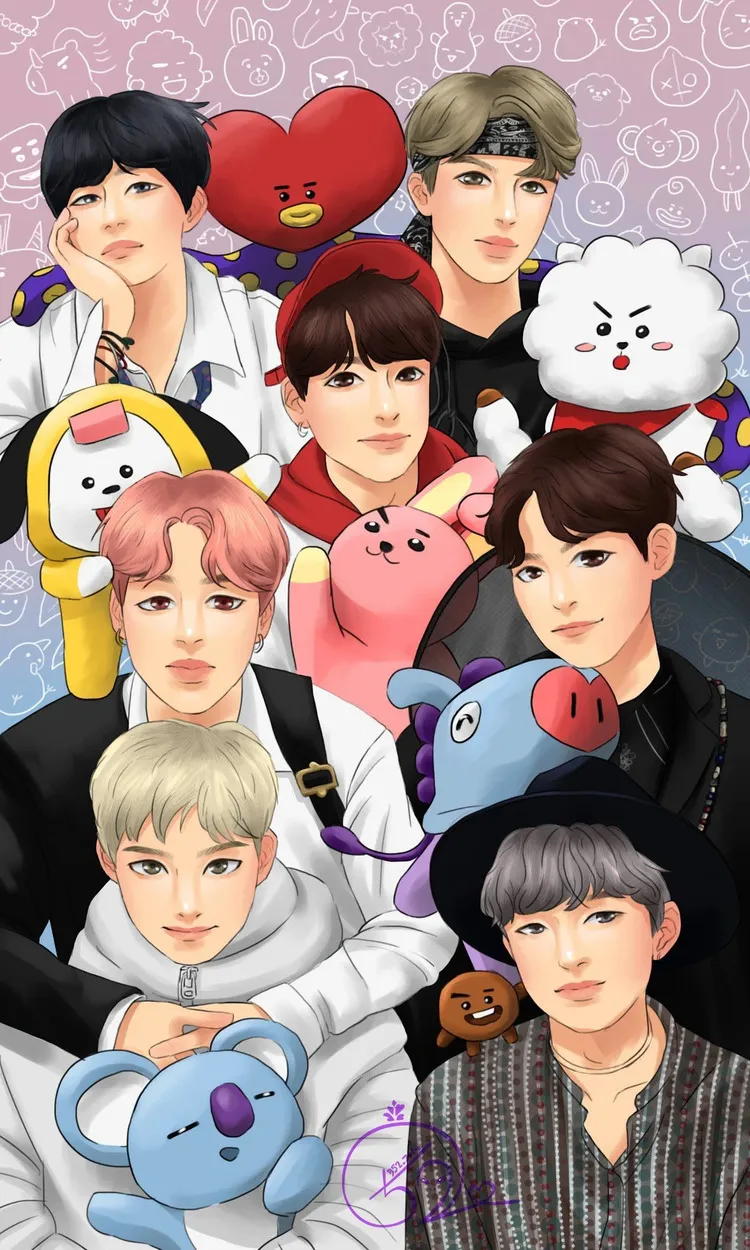 Ảnh BTS chibi của Jungkook, dễ thương và ngầu như chính anh ngoài đời.