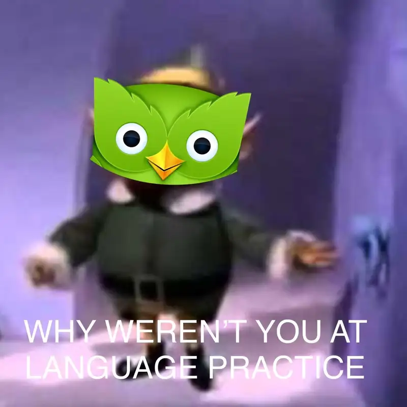 Duolingo meme bắt bạn thực hành bài tập đó