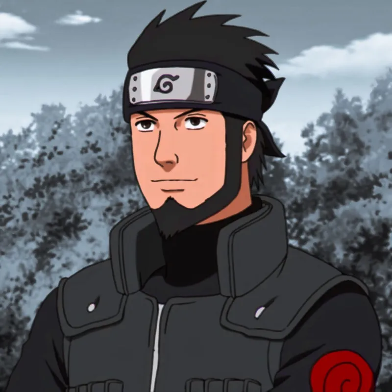 Ảnh Asuma Sarutobi với ánh mắt đầy quyết tâm
