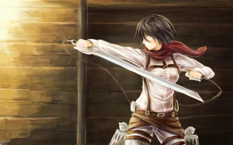 Mikasa Ackerman trong khoảnh khắc chiến đấu đầy quyết liệt