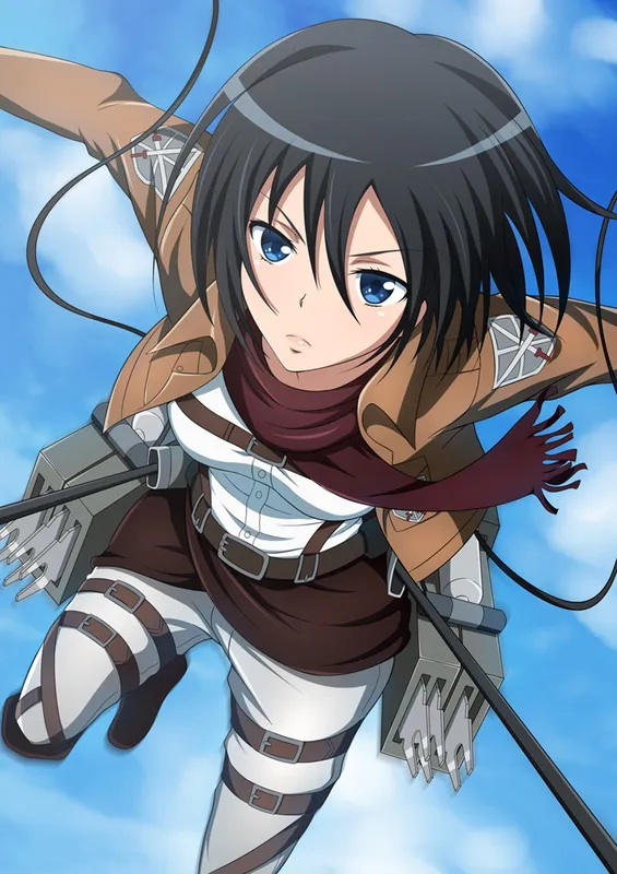 Hình ảnh Mikasa Ackerman vượt qua mọi thử thách trong chiến đấu