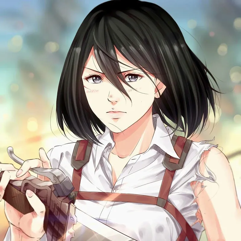 Hình ảnh Mikasa Ackerman bảo vệ Eren giữa trận chiến cam go
