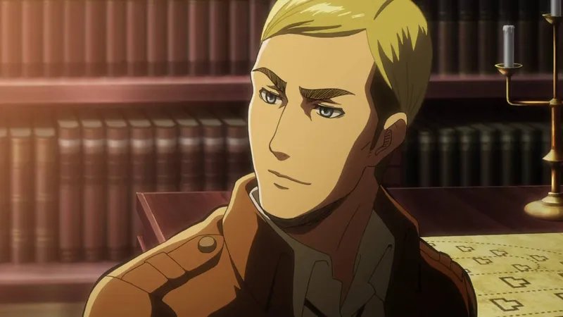 Tinh thần quyết chiến của Erwin Smith thể hiện rõ qua khung hình Tinh thần quyết chiến của Erwin Smith thể hiện rõ qua khung hình
