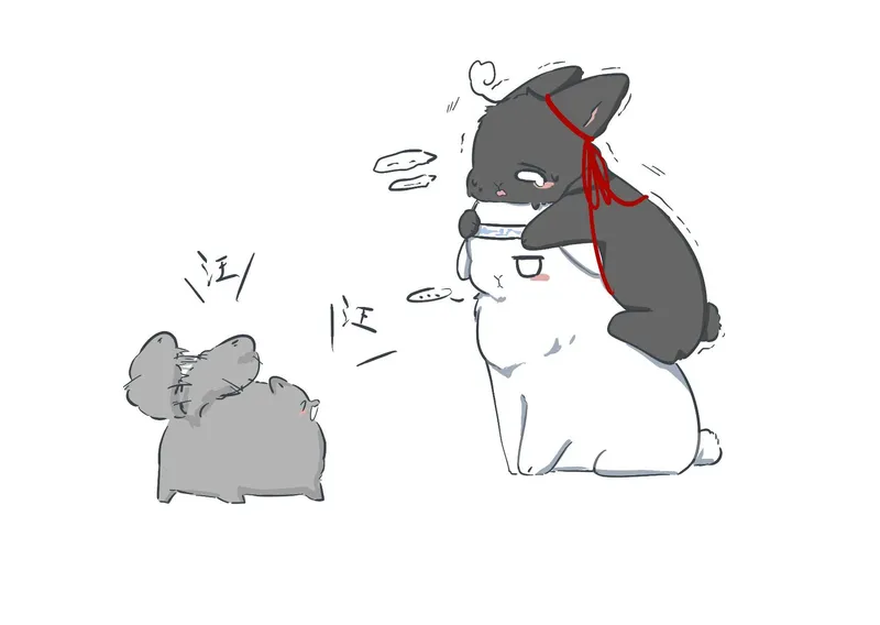 Chibi thỏ cute trong biểu cảm đang ngáp siêu đáng yêu.