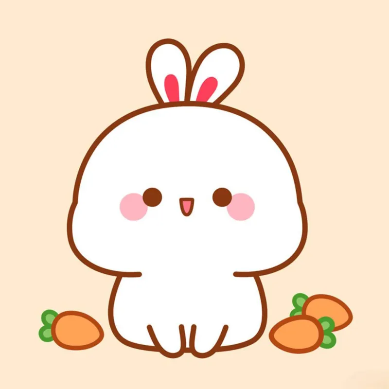 Chibi thỏ cute với đôi mắt lấp lánh, tràn đầy năng lượng.
