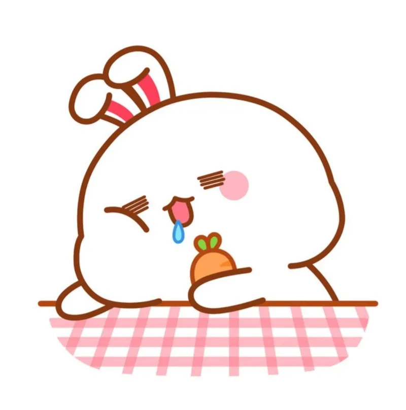 Chibi thỏ cute ôm củ cà rốt siêu dễ thương.