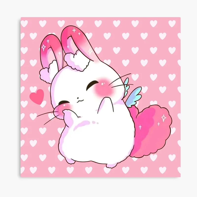 Chibi thỏ cute phiên bản hoạt hình, ngộ nghĩnh và dễ thương.