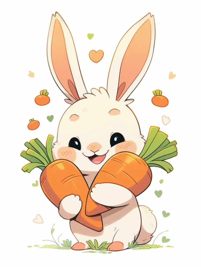 Chibi thỏ cute với nụ cười ngọt ngào.