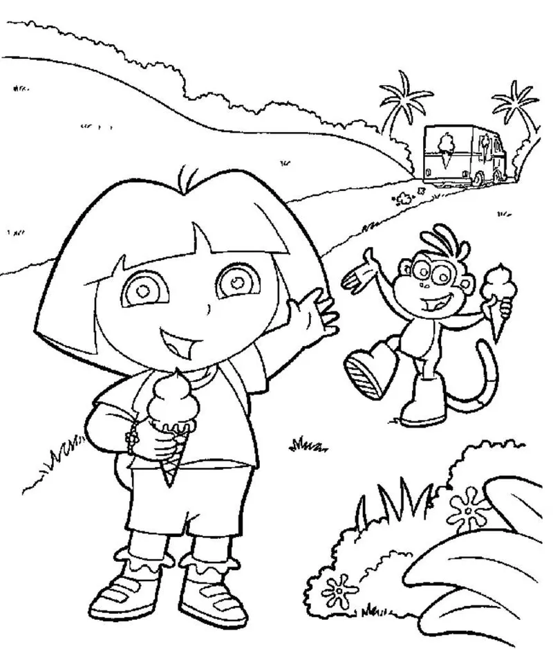 Hình vẽ Dora The Explorer dành cho bé tập tô Hình vẽ Dora The Explorer dành cho bé tập tô