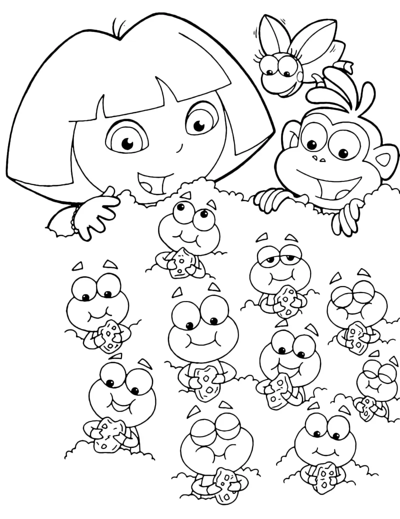 Hình tô màu Dora The Explorer cho bé học tập Hình tô màu Dora The Explorer cho bé học tập