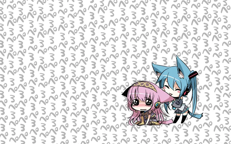 Sự kết hợp giữa anime và phong cách chibi mang đến hình nền cực dễ thương