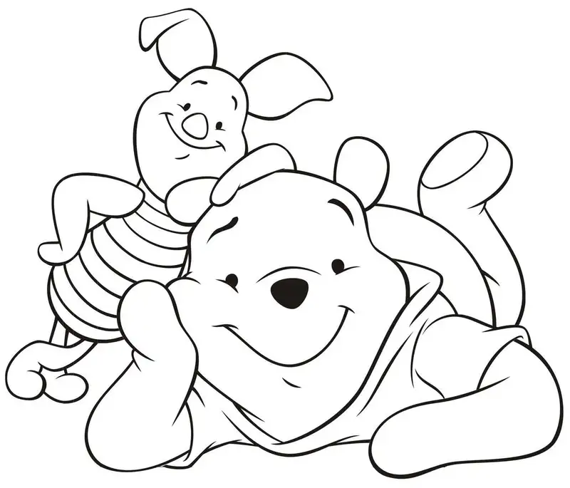Tranh tô màu Winnie the Pooh với các nhân vật vui vẻ