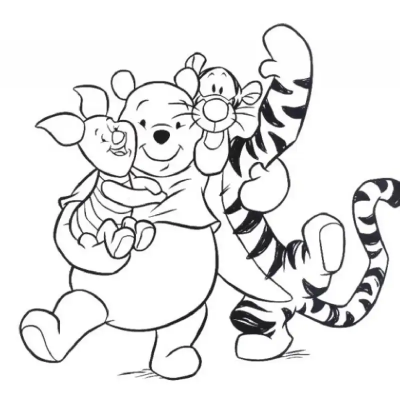 Tranh tô màu Winnie the Pooh trong khu rừng vui nhộn