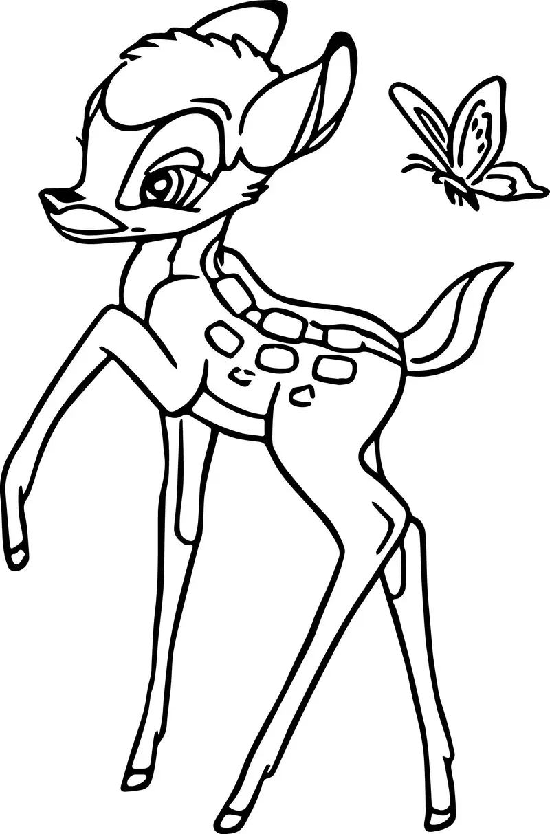 Hình vẽ Bambi dễ thương để tập tô