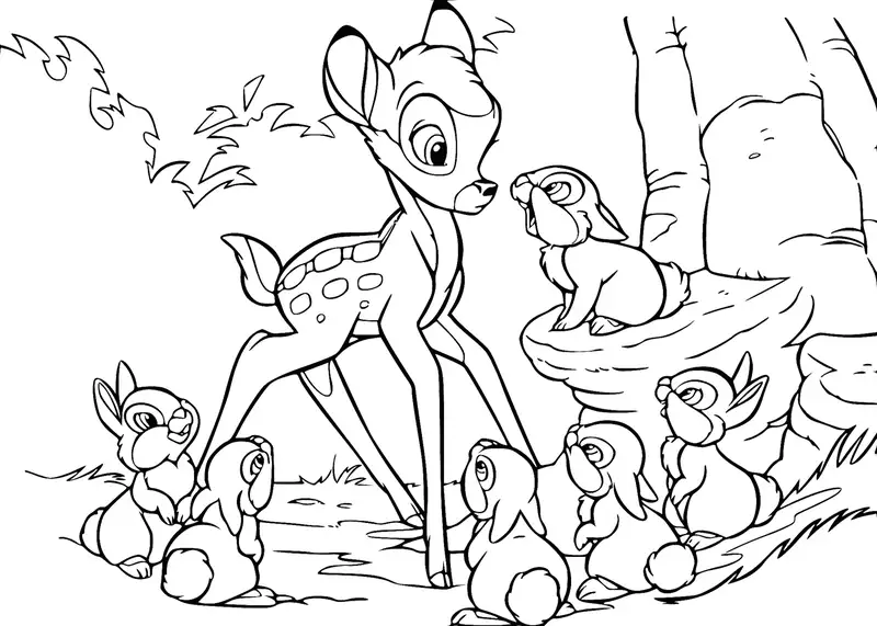 Tranh tô màu Bambi từ câu chuyện nổi tiếng
