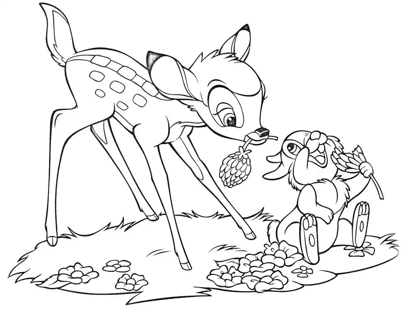 Hình tô màu Bambi giúp bé thư giãn