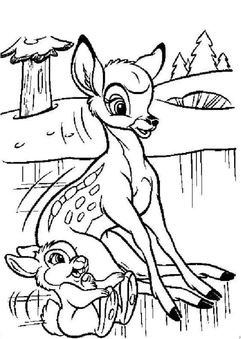 Hình vẽ Bambi dành riêng cho các bé yêu sáng tạo