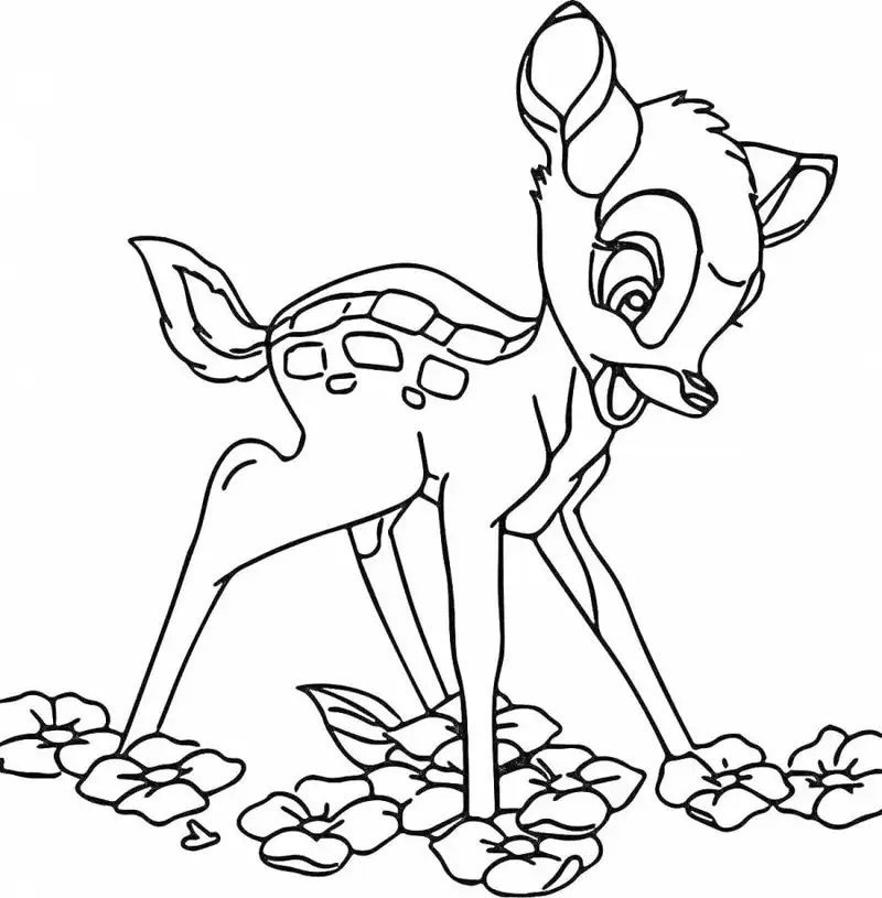 Hình tô màu Bambi với các chi tiết nổi bật