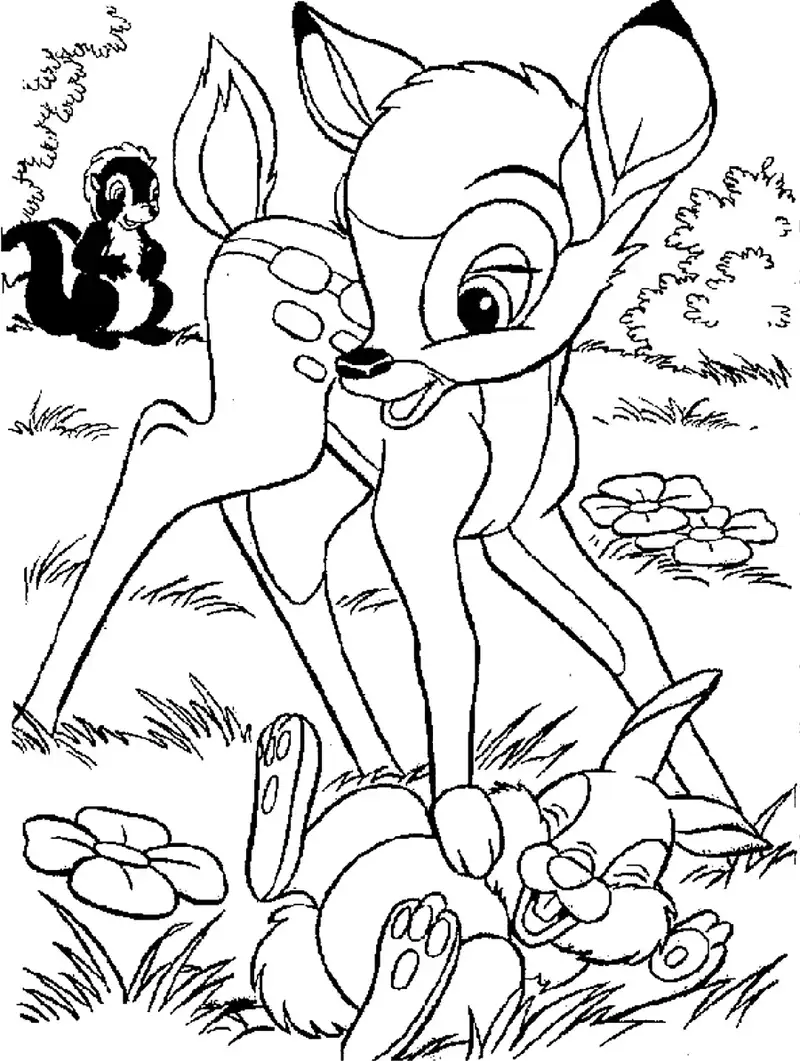 Tranh tô màu Bambi cực kỳ phù hợp cho bé