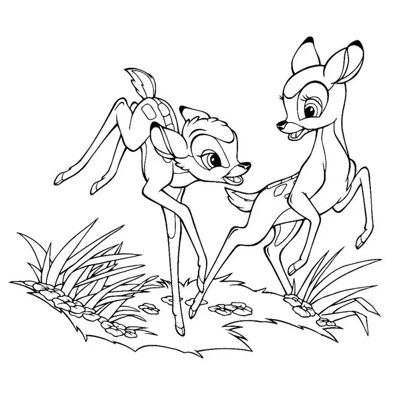 Hình tô màu Bambi dành riêng cho trẻ em yêu thích động vật