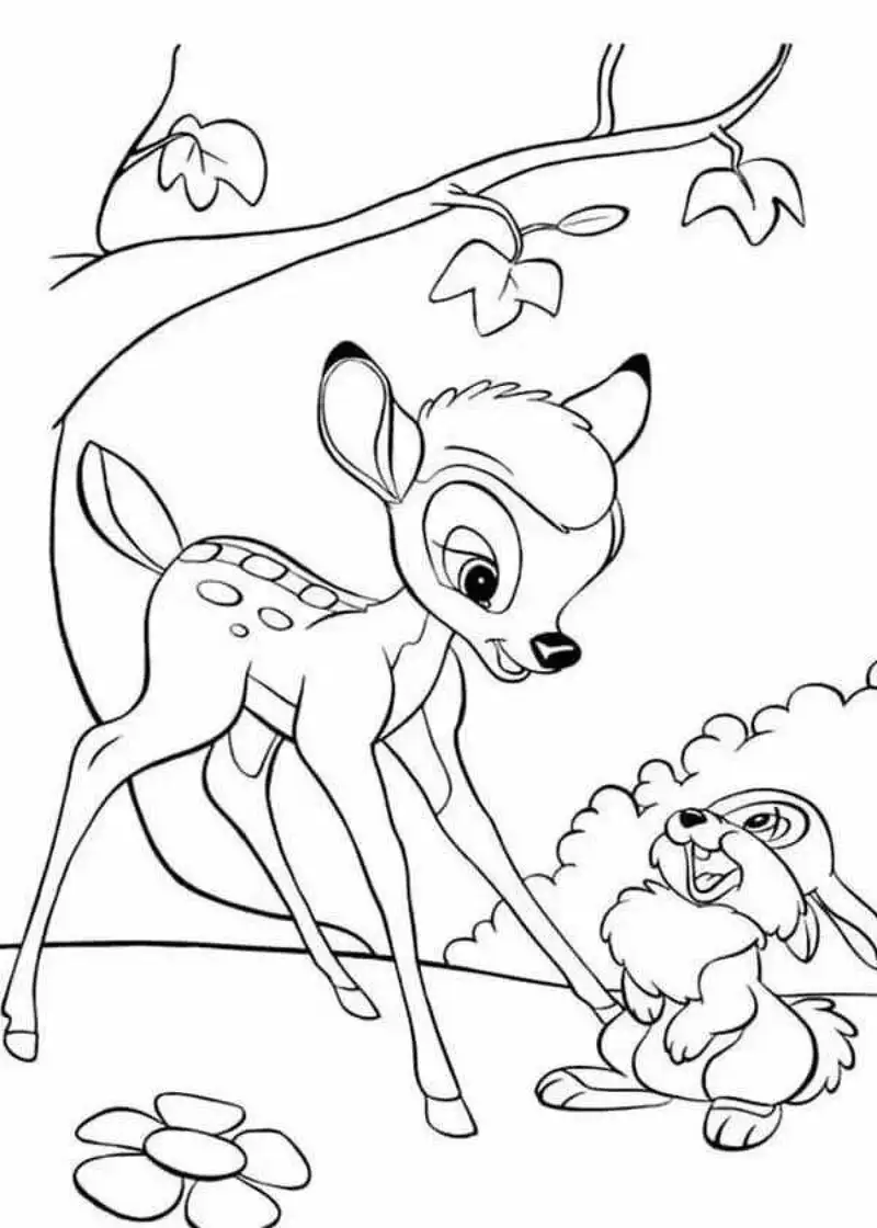 Tranh tô màu Bambi trong thế giới động vật đáng yêu