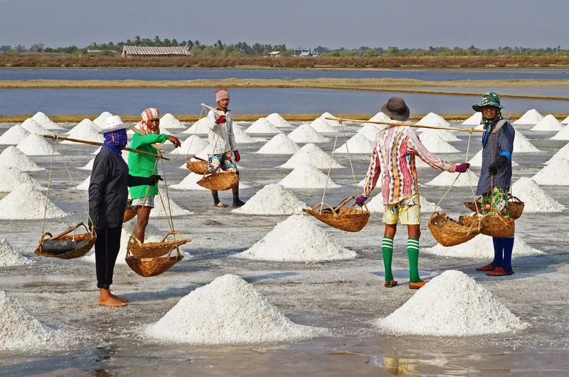 Sự yên bình của đồng muối trắng xóa trải dài vô tận. Sự yên bình của đồng muối trắng xóa trải dài vô tận.