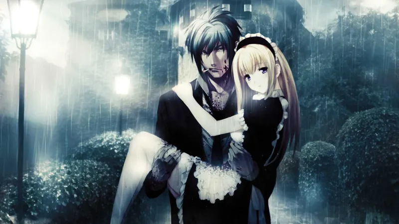 Cặp đôi anime yêu thương bên cầu vồng tuyệt đẹp Cặp đôi anime yêu thương bên cầu vồng tuyệt đẹp