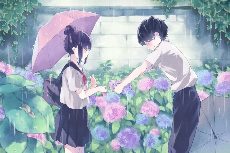 Hình nền tình yêu anime với khung cảnh bầu trời hoàng hôn Hình nền tình yêu anime với khung cảnh bầu trời hoàng hôn