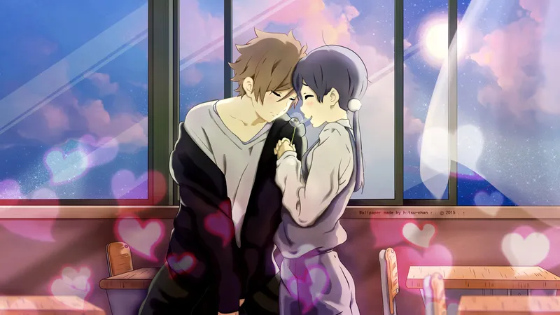 Hình nền anime tình cảm giữa ánh đèn đêm Hình nền anime tình cảm giữa ánh đèn đêm