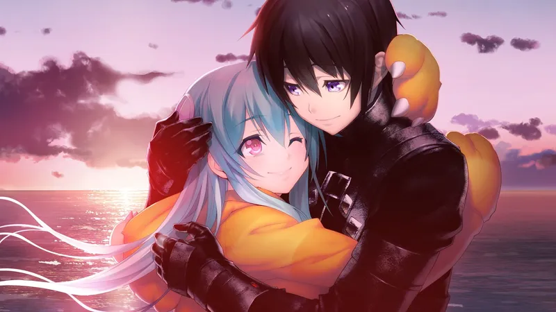Cặp đôi anime tình cảm cùng nhau ngắm bầu trời đêm Cặp đôi anime tình cảm cùng nhau ngắm bầu trời đêm