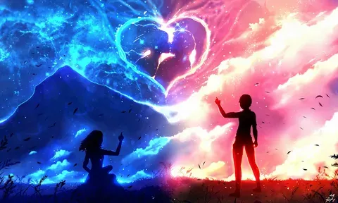 Hình nền anime tình yêu bên vách đá với biển xanh bao la Hình nền anime tình yêu bên vách đá với biển xanh bao la
