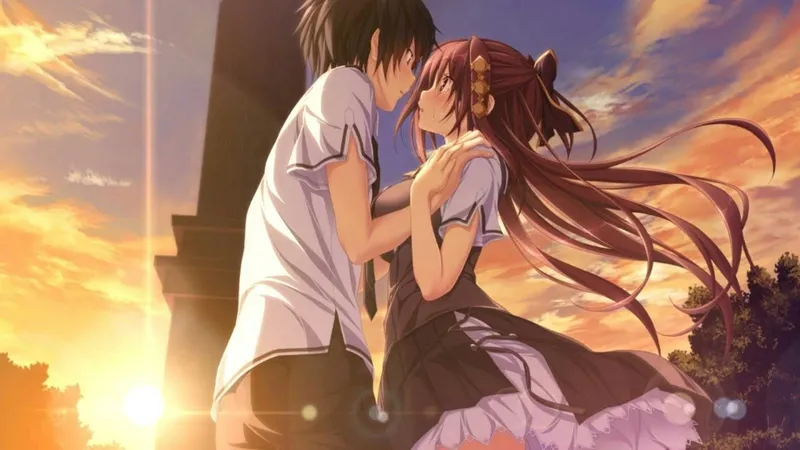Anime tình cảm với nụ hôn lãng mạn giữa cặp đôi Anime tình cảm với nụ hôn lãng mạn giữa cặp đôi