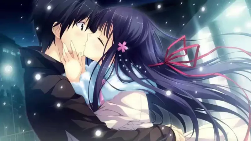 Cặp đôi anime cùng nhau đón bình minh trên đồi cao Cặp đôi anime cùng nhau đón bình minh trên đồi cao