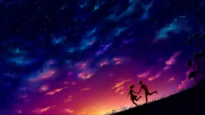 Cặp đôi anime tình cảm trong không gian nhà kính đầy hoa Cặp đôi anime tình cảm trong không gian nhà kính đầy hoa