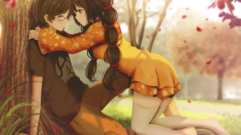 Anime tình yêu với cặp đôi dưới những chiếc ô đầy sắc màu Anime tình yêu với cặp đôi dưới những chiếc ô đầy sắc màu